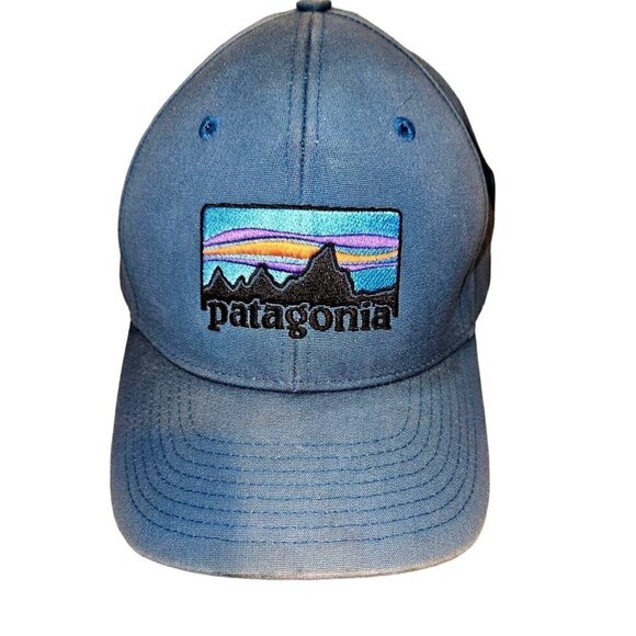 Patagonia Hat Mens Blue Snapback Canvas Cap One Size Adjustable Outdoors Logo - Picture 1 of 9